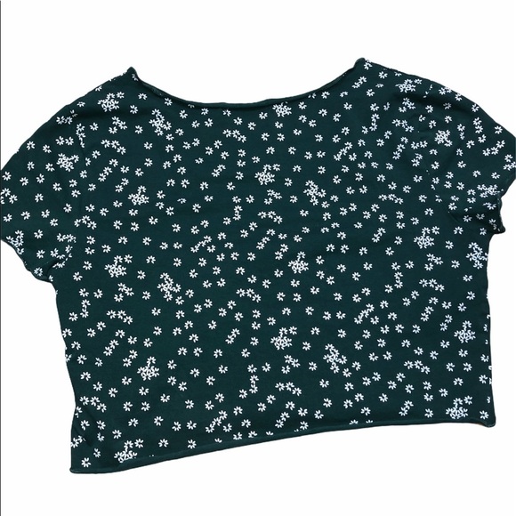 Shein green & white daisy floral cinched crop top - Picture 4 of 6
